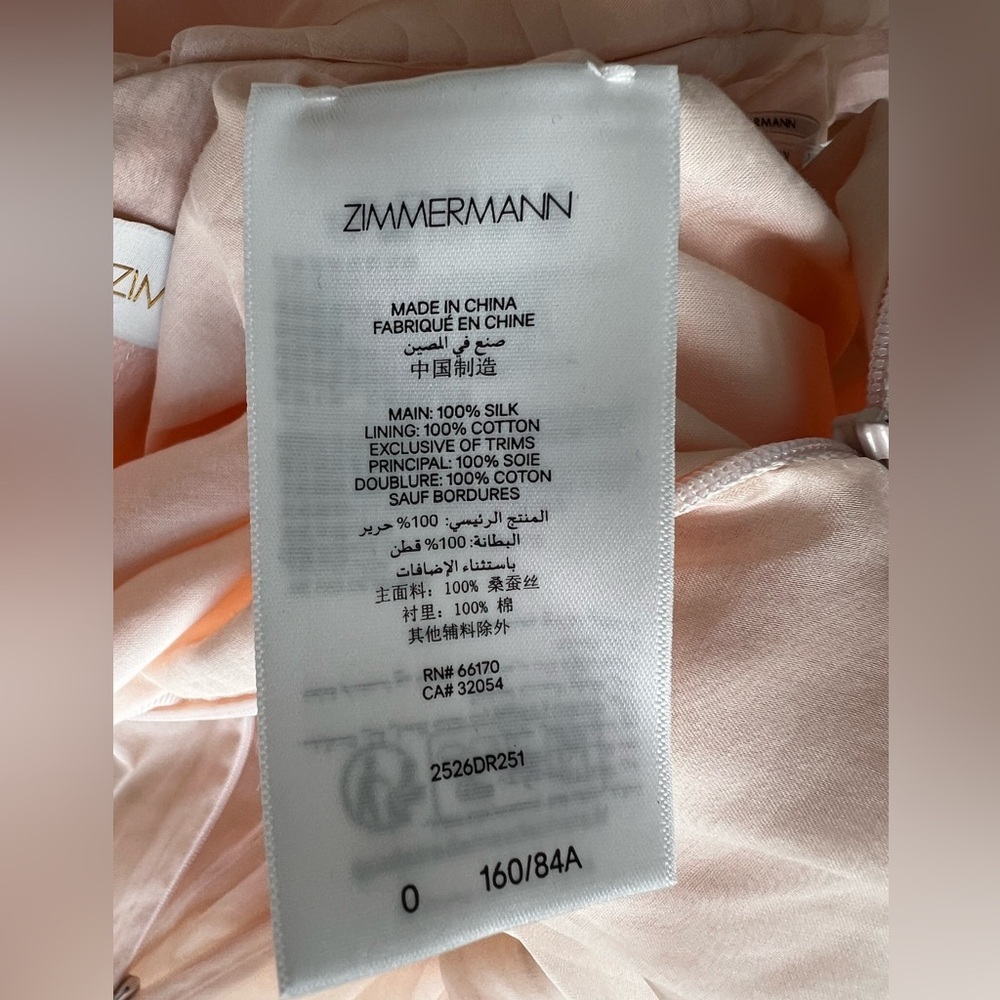 ZIMMERMANN Crush Pink Strapless gathered silk-organza Mini Dress AU 0 (US 4) - Picture 12 of 12